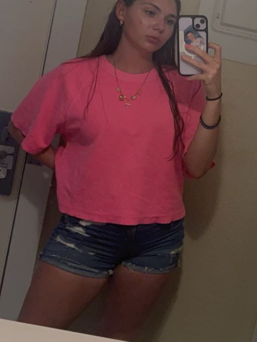 aerie Boxy Short Sleeve Tee in Bright Hot Pink